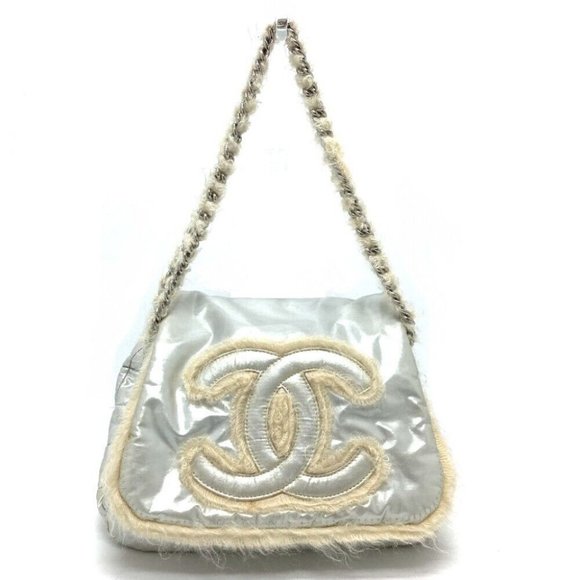 AUTHENTIC CHANEL A49697 CC Fabric Flap Side Matelasse Chain Shoulder Bag Nylon S - Picture 1 of 11